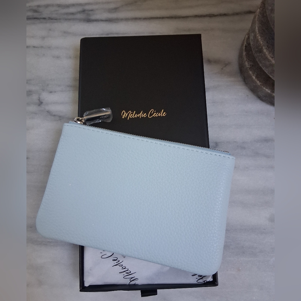 DUYP MINI "M" Case - Togo Leather Zipped Pouch Ice Blue SIlver Hardware
